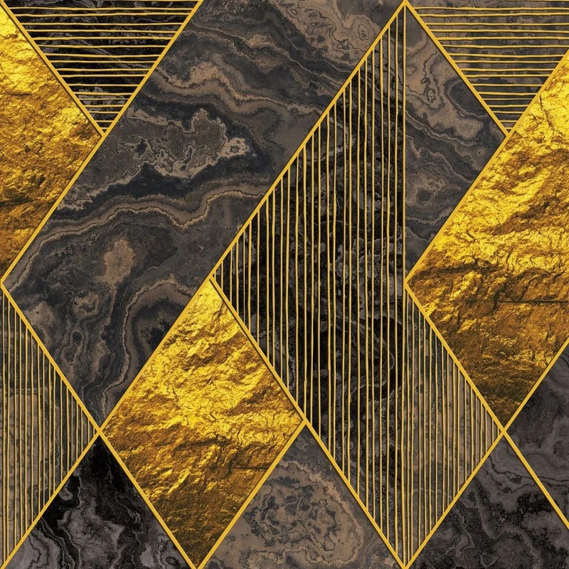 Фотообои на стену - в ванную комнату, под мрамор, желто-коричневая, золотые, с золотом, коричневые