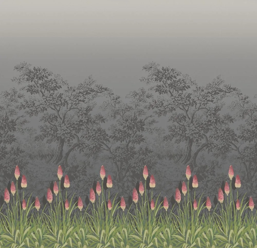 Фотообои на стену - в загородный дом, деревья, серая, тюльпаны