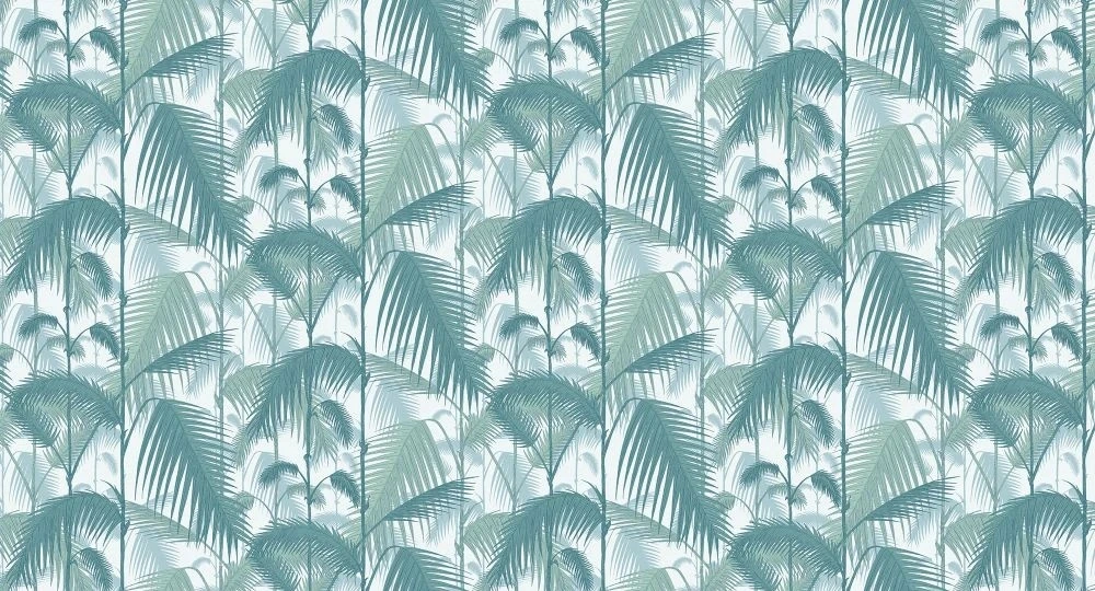 Фотообои на стену - в загородный дом, листья, тропические, бирюзовые, обои с листьями