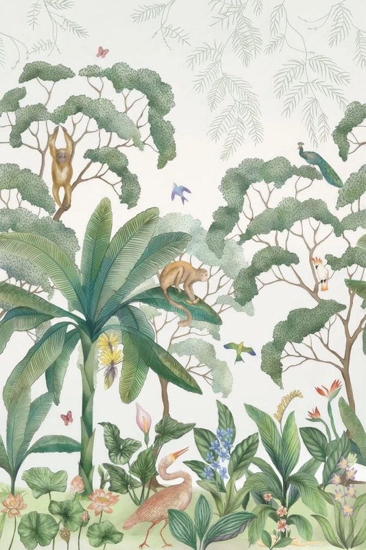 Фотообои и фрески на стену - в загородный дом, тропики, пальмы, на белом фоне