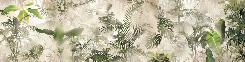 Фотообои и фрески на стену - в загородный дом, листья тропические, горизонтальные