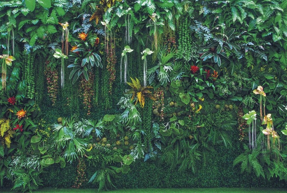 Фотообои на стену - в загородный дом, листья, тропические, на стене