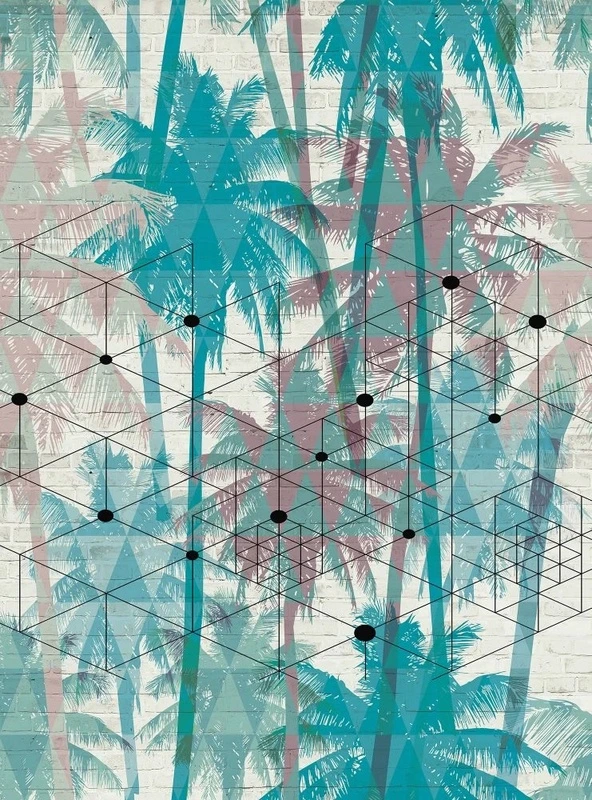 Фотообои и фрески на стену - в загородный дом, пальмы, бирюзовые