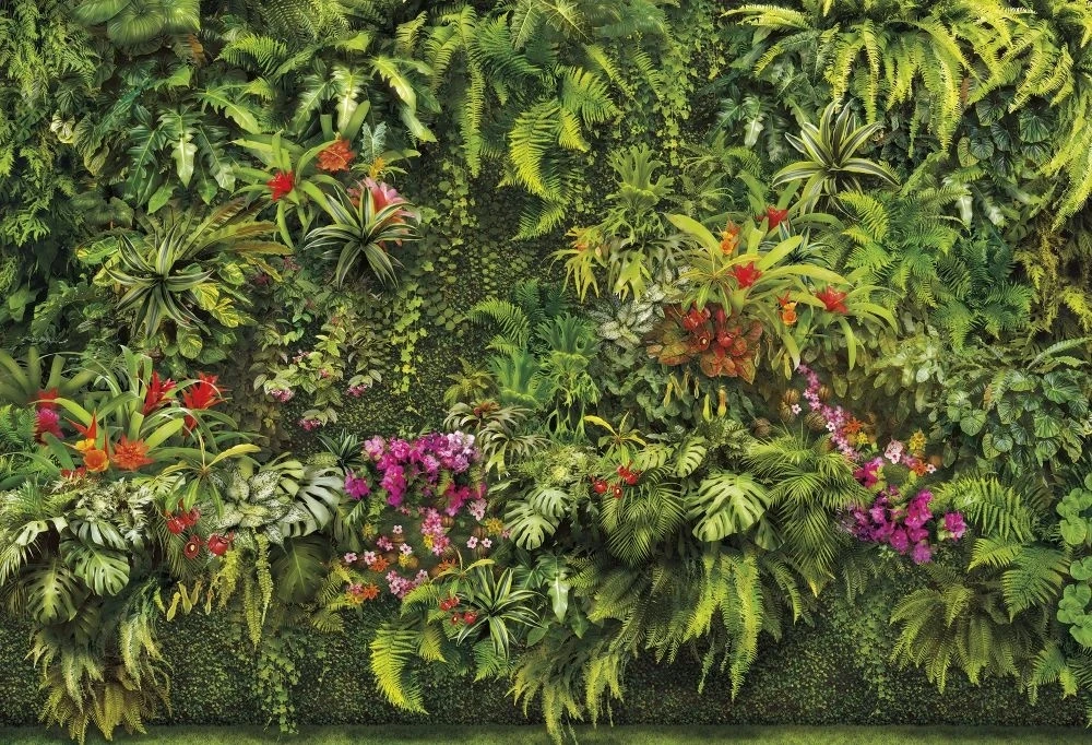 Фотообои и фрески на стену - в загородный дом, стена с листьями, с цветами