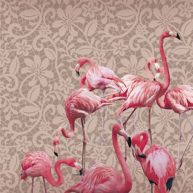 Фотообои и фрески на стену - в загородный дом, фламинго, узор