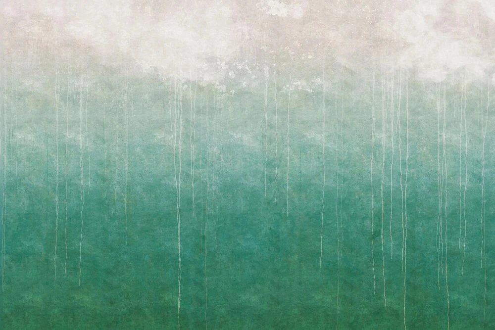 Фотообои на стену - современные, акварель, бежево-зеленая