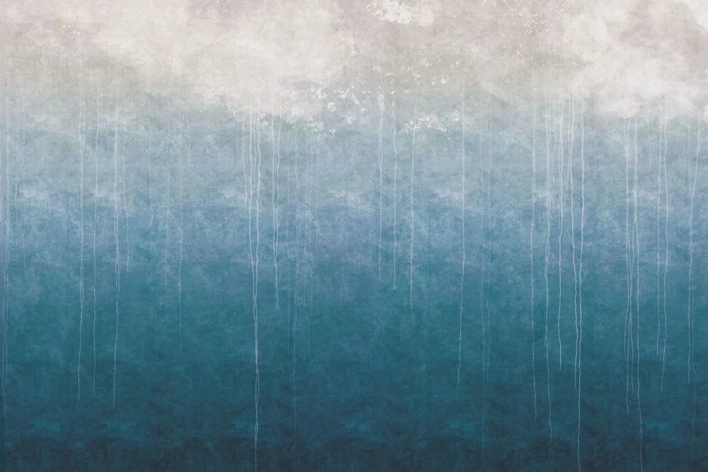 Фотообои на стену - современные, акварель, бежево-синяя