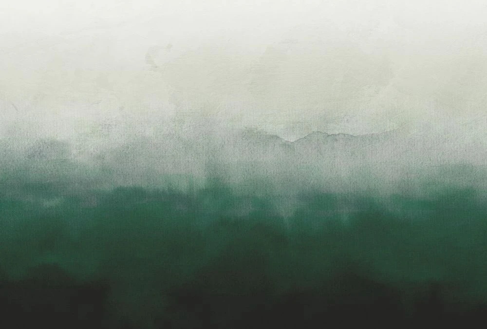 Фотообои на стену - современные, акварель, зеленая