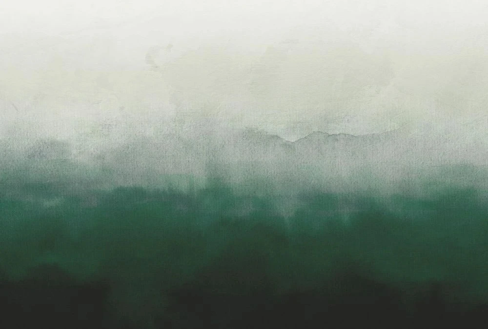 Фотообои и фрески на стену - современные, акварель, зеленая