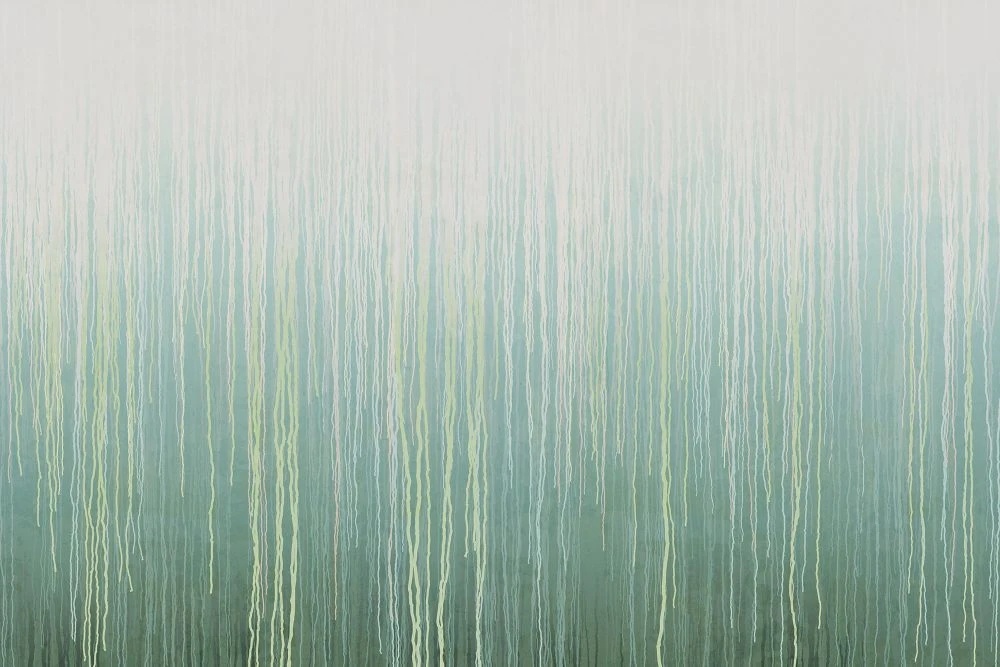 Фотообои на стену - современные, акварель, бело-зеленая