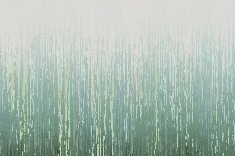 Фотообои на стену - современные, акварель, бело-зеленая