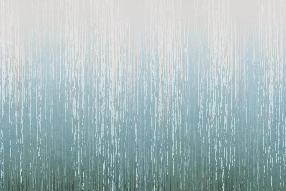 Фотообои на стену - современные, акварель, серо-бирюзовая