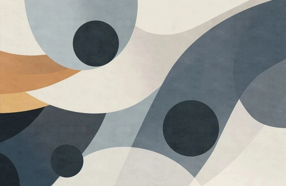 Фотообои и фрески на стену - геометрия, круги, сине-серая