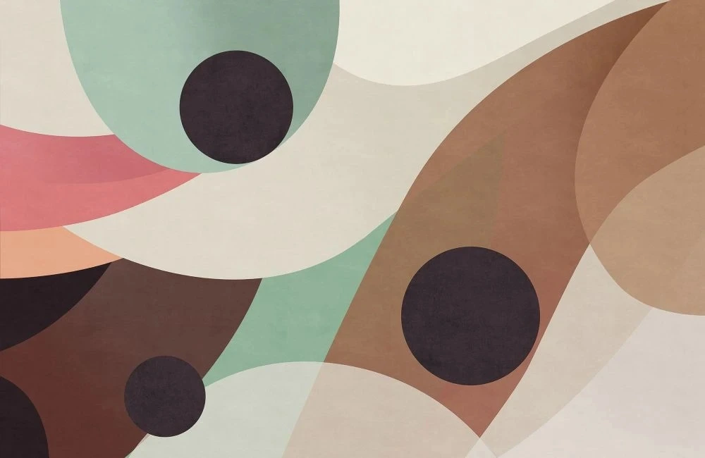 Фотообои и фрески на стену - геометрия, круги, черные, зеленые