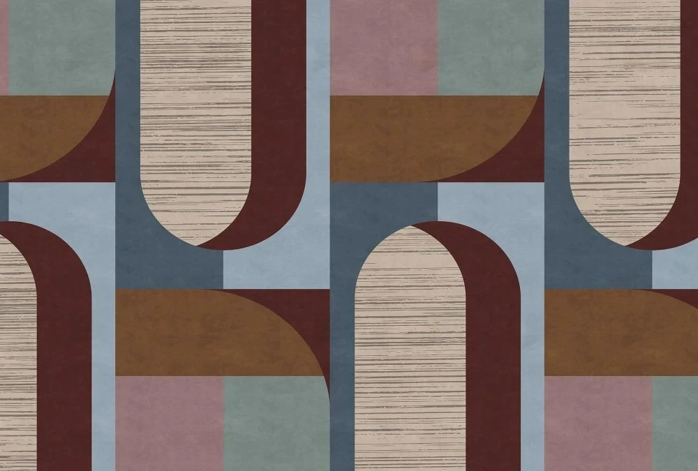 Фотообои на стену - геометрия, бежево-голубая