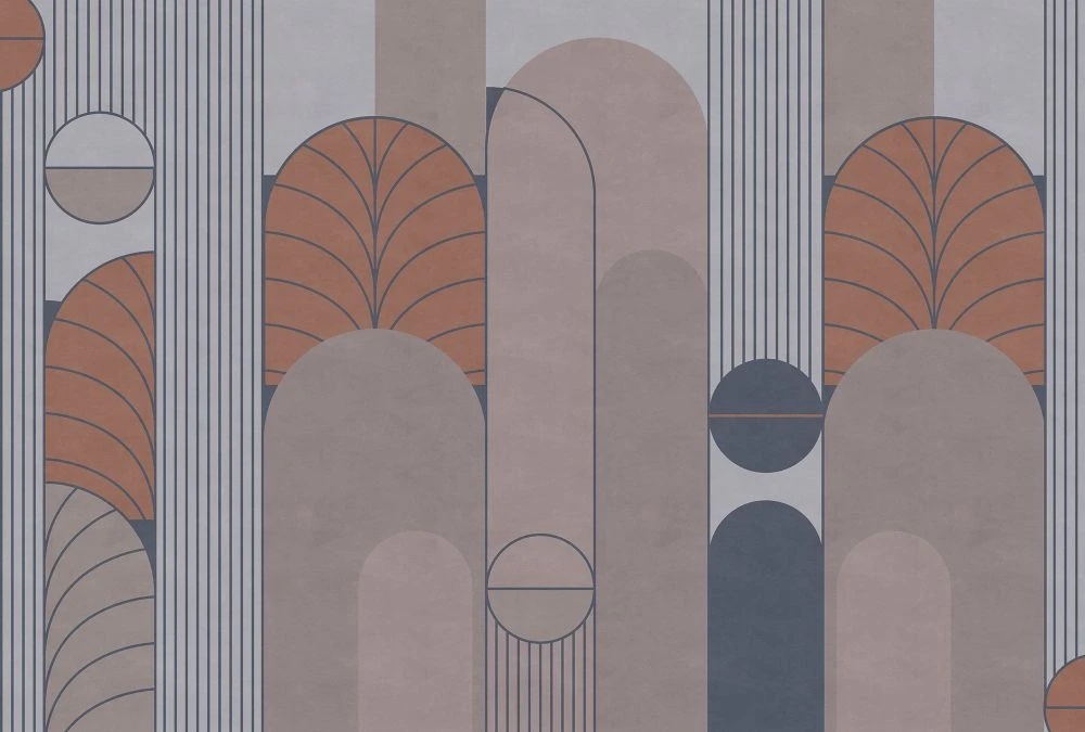 Фотообои и фрески на стену - геометрия, бежево-сиреневая