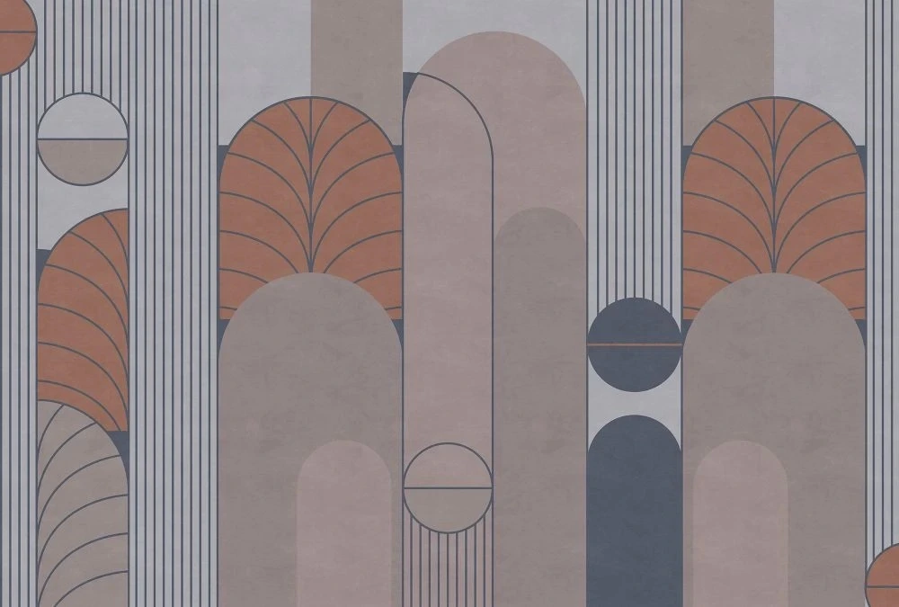 Фотообои и фрески на стену - геометрия, бежево-сиреневая