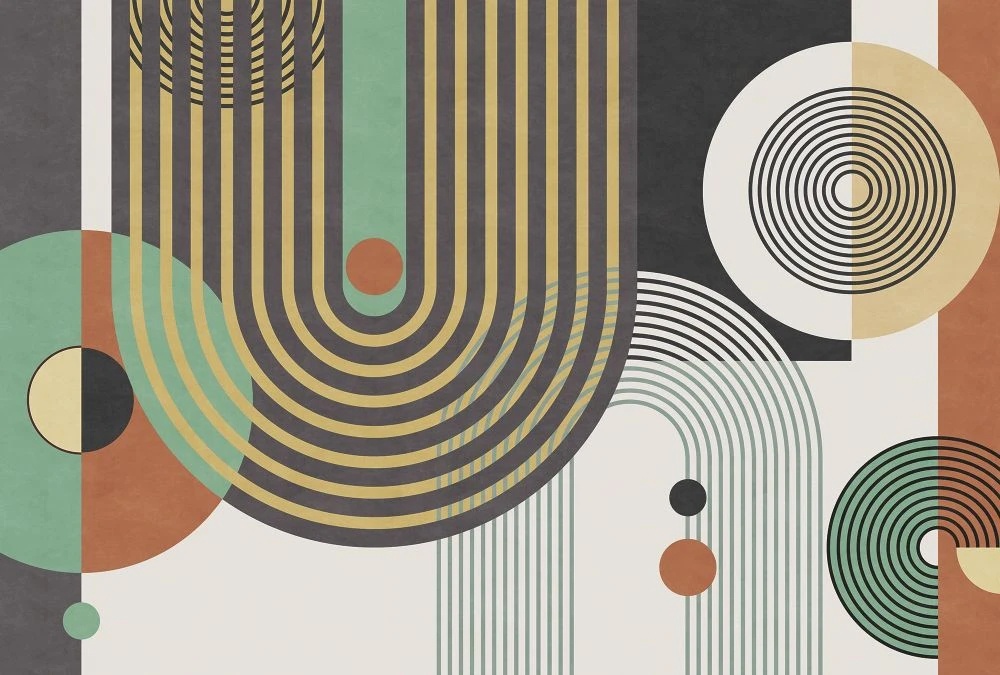 Фотообои на стену - геометрия, черная, зеленая