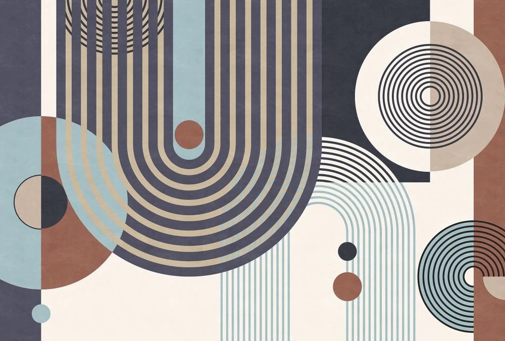 Фотообои на стену - геометрия, черная, бежевая