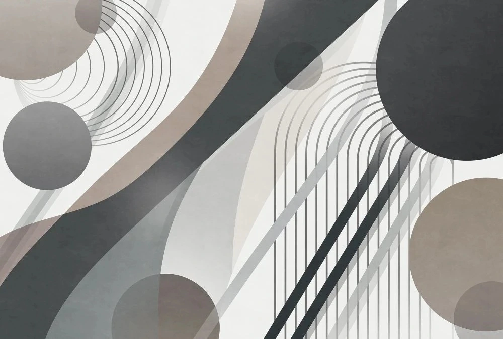 Фотообои и фрески на стену - геометрия, черная, белая, бежевая