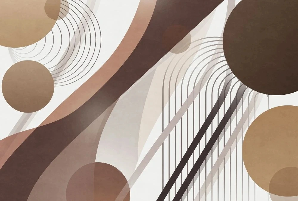 Фотообои и фрески на стену - геометрия, круги, бежево-коричневые