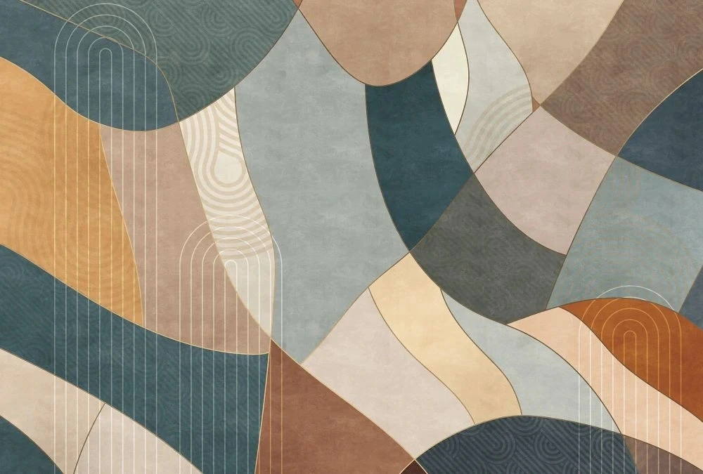 Фотообои на стену - абстракция, зелено-коричневая