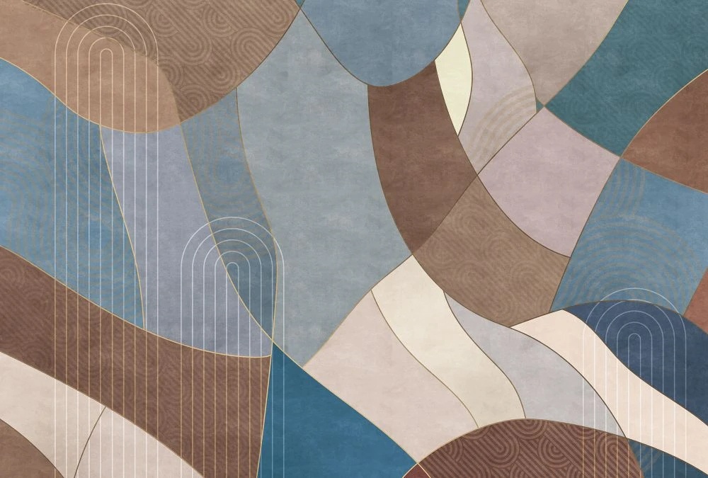 Фотообои и фрески на стену - абстракция, сине-серая