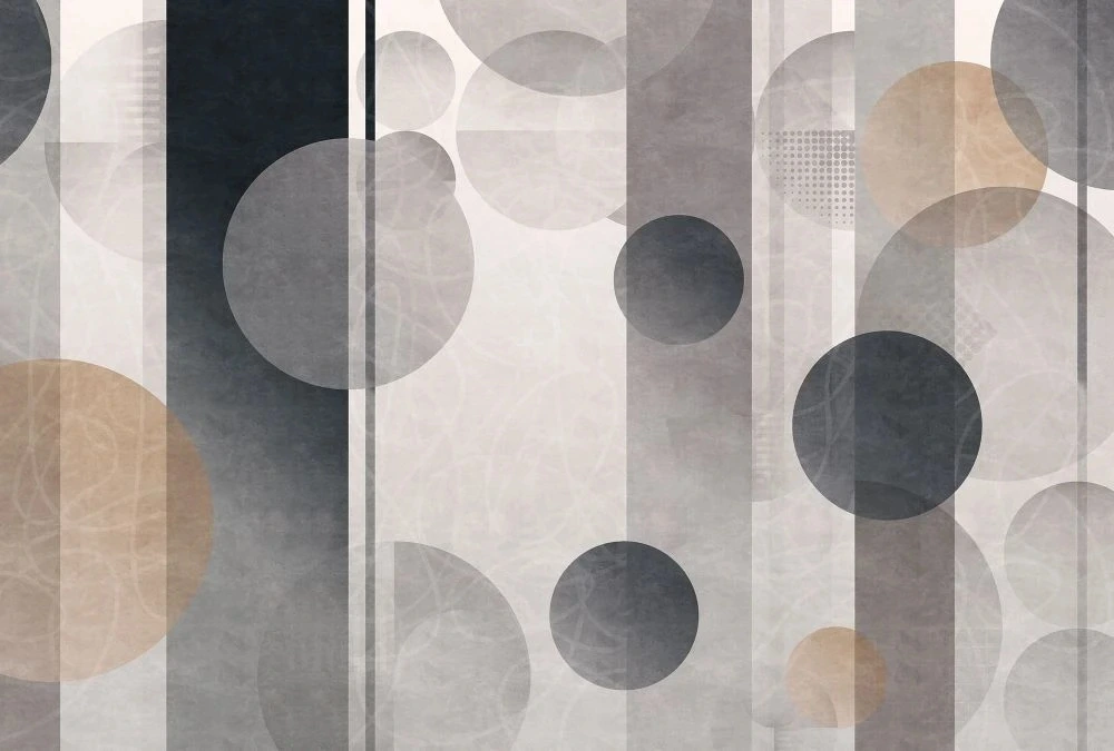 Фотообои на стену - геометрия, вертикальные, круги, серо-черные