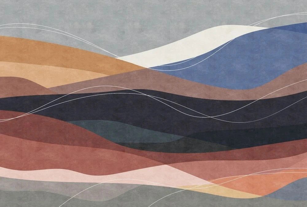 Фотообои и фрески на стену - абстракция, волны, серо-коричневые