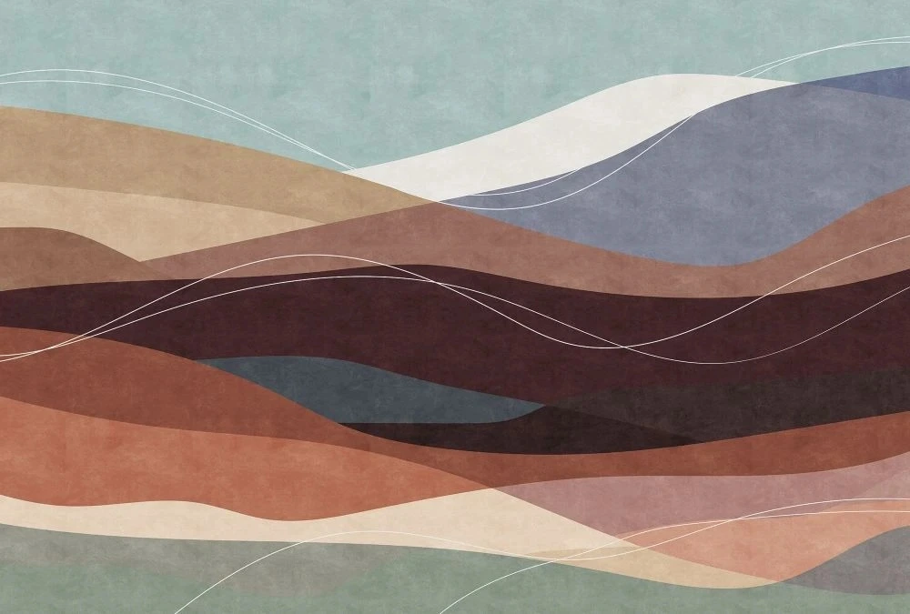 Фотообои и фрески на стену - абстракция, волны, серо-коричневые