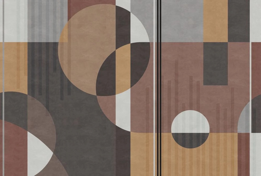 Фотообои и фрески на стену - абстракция, круги, бежево-коричневая