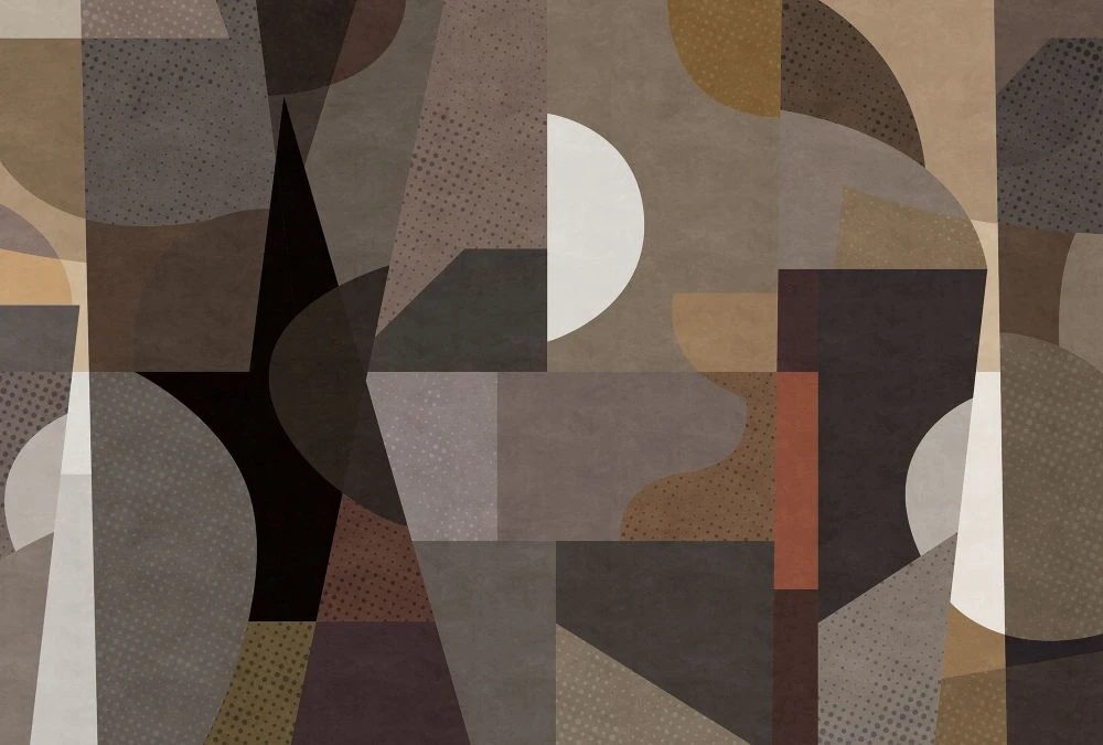 Фотообои и фрески на стену - абстракция, геометрия, темно серая, темно коричневая