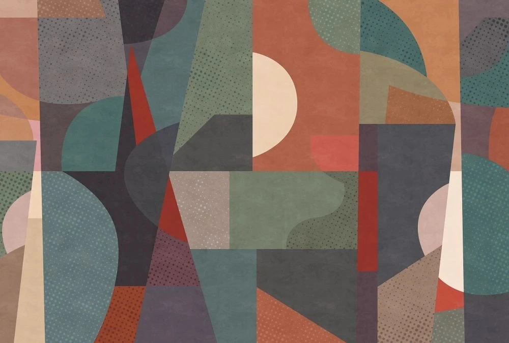 Фотообои на стену - абстракция, геометрия, темно бирюзовая, темно серая