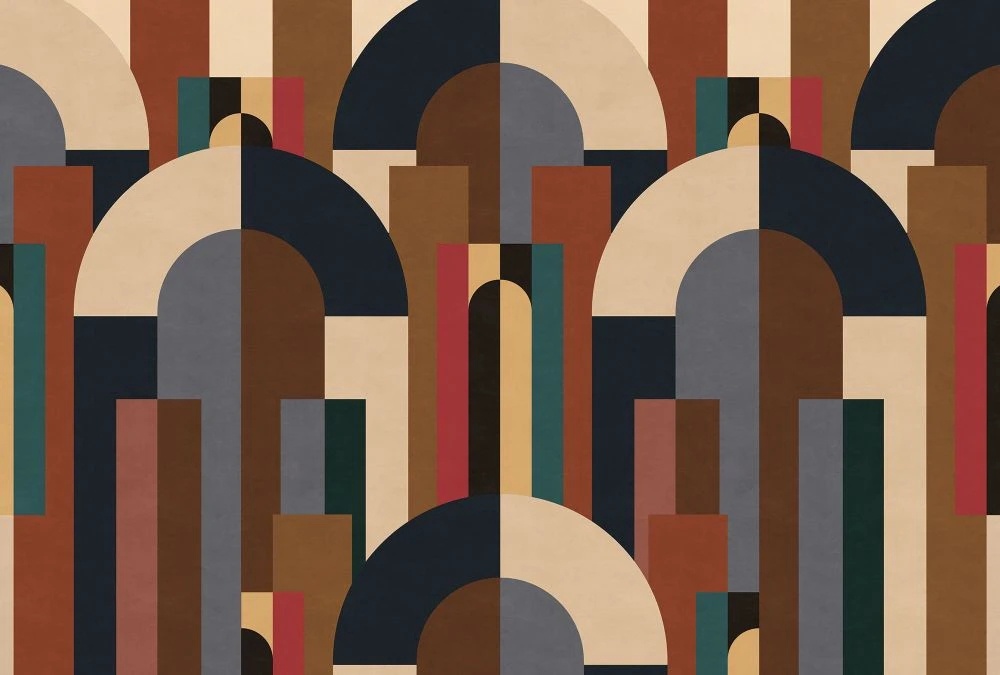 Фотообои и фрески на стену - абстракция, геометрия, бежево-черная