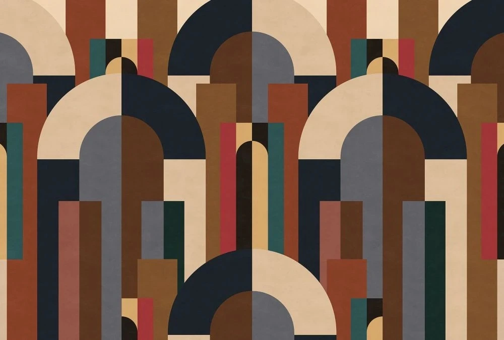 Фотообои на стену - абстракция, геометрия, бежево-черная