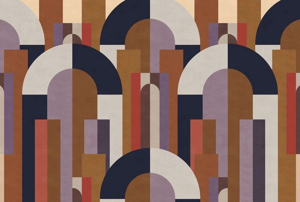 Фотообои на стену - абстракция, геометрия, сиренево-коричневая