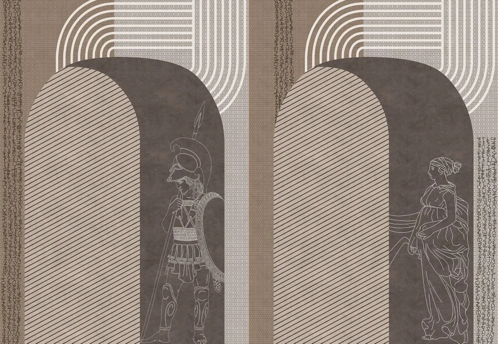 Фотообои и фрески на стену - абстракция, арка, коричнево-бежевая