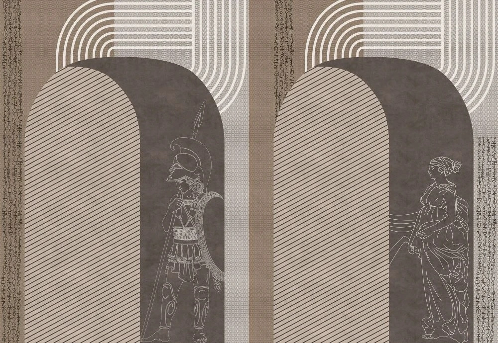 Фотообои и фрески на стену - абстракция, арка, коричнево-бежевая