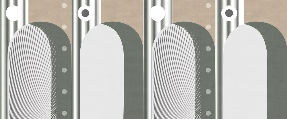 Фотообои на стену - абстракция, арки, серо-бежевые