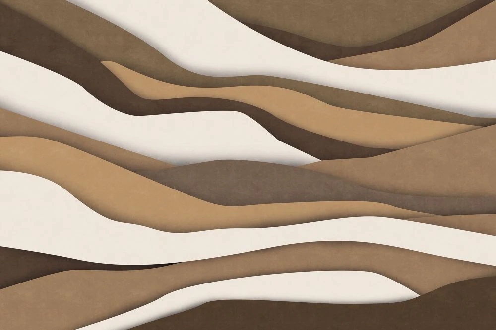 Фотообои и фрески на стену - абстракция, полосы, бело-коричневые