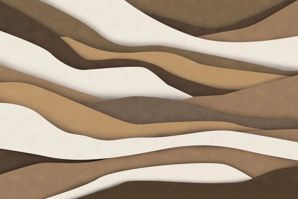 Фотообои на стену - абстракция, полосы, бело-коричневые