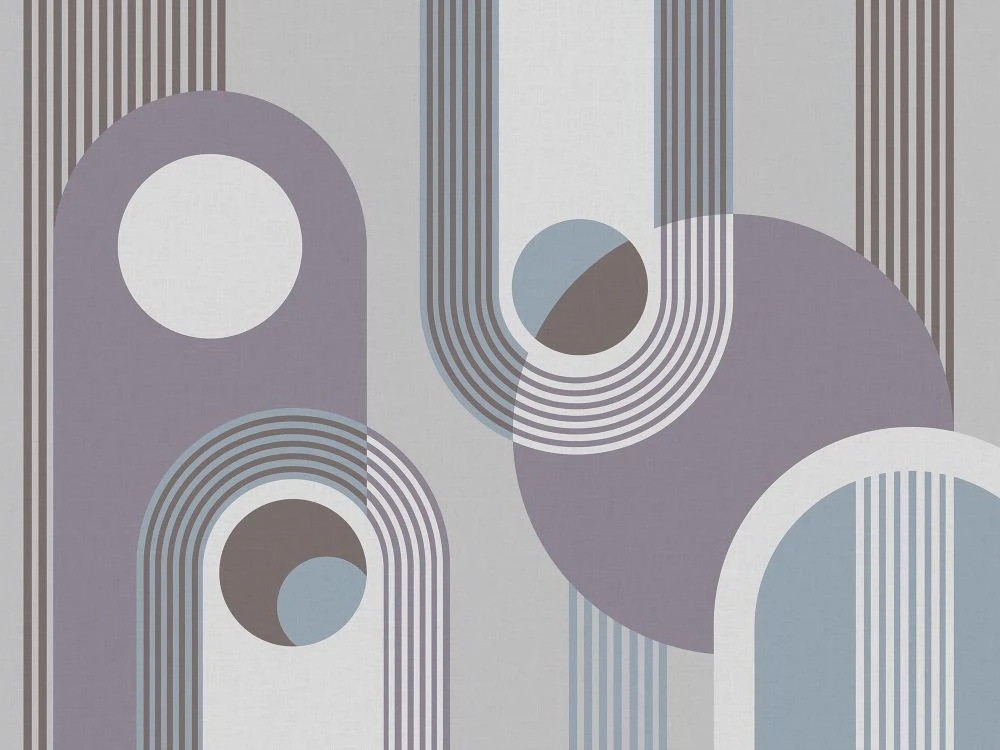 Фотообои на стену - абстракция, круги, арки, сиреневые