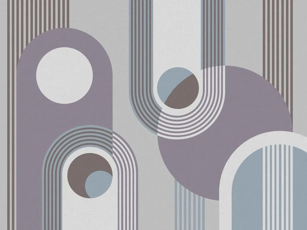 Фотообои и фрески на стену - абстракция, круги, арки, сиреневые