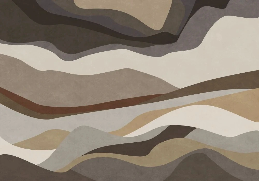 Фотообои на стену - абстракция, ломаные полосы, серо-бежевые