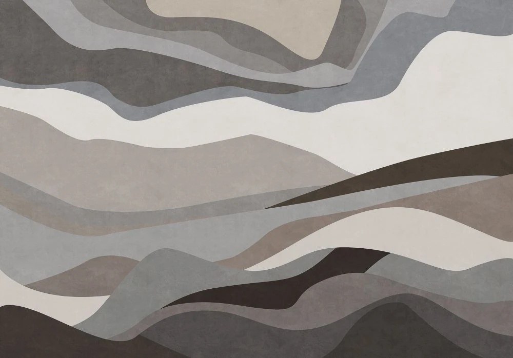 Фотообои на стену - абстракция, ломаные полосы, серо-коричневые