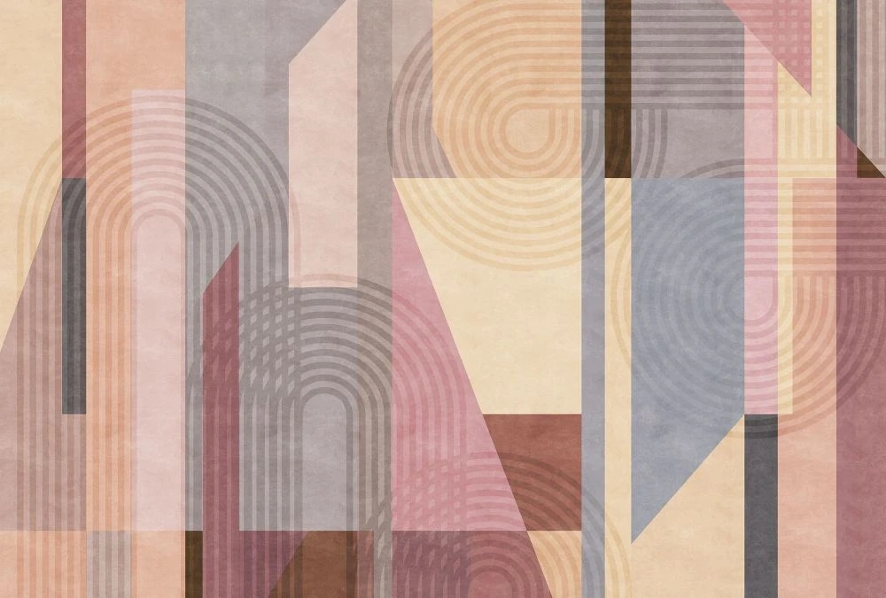 Фотообои и фрески на стену - абстракция, рыже-розовая