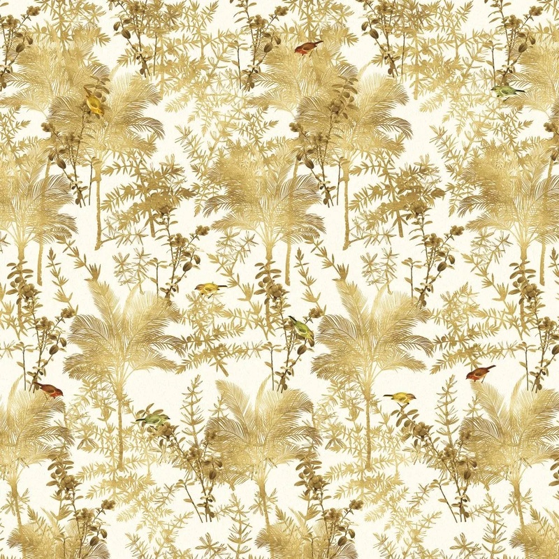 Фотообои и фрески на стену - поталь, золото, листья, перья