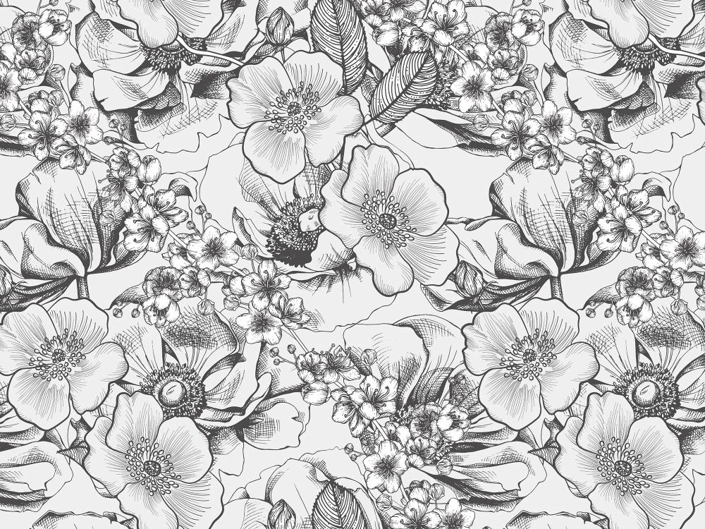 Фотообои и фрески на стену - поталь, серебро, цветочные