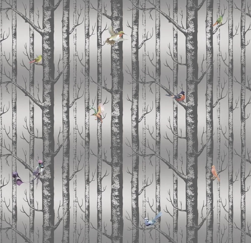 Фотообои и фрески на стену - поталь, серебро, серебряные, стволы деревьев