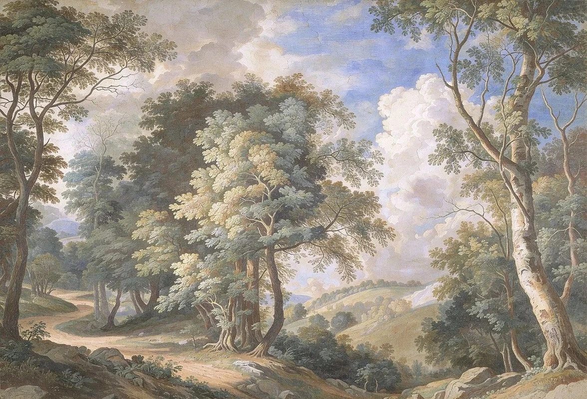 Фотообои и фрески на стену - пейзаж, пейзаж живописный, лес, деревья, живопись, красивые обои лес, спальни фрески лес, обои лес купить, обои природа лес, в гостиную